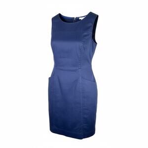 Boden navy blue sleeveless knee length casual sheath dress size 8